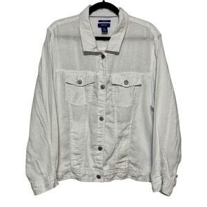 Jones & Co Quiet Luxury 100% Linen Jacket Womens Sz 2X Coastal Classic Timeless